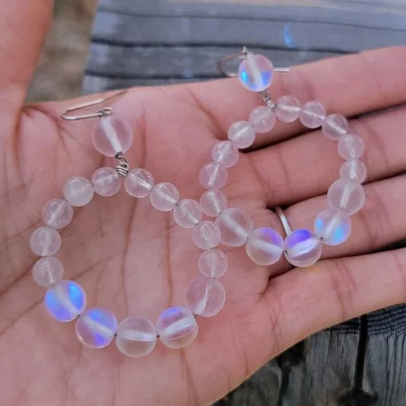 Stunning OOAK rare rose quartz + pink mermaid glass beads 925 sterling silver ea